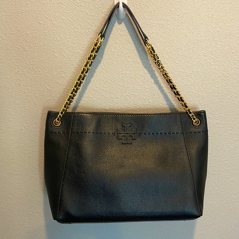 Like new black Tory Burch McGraw Slouchy Leather Tote